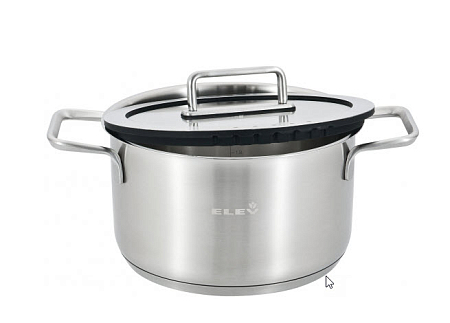 Кастрюля, ELEY,  из нерж. стали 6 литров (24 см) с крышкой с силиконовым ободком