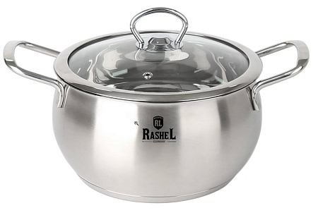 Кастрюля Амалия, 1,5л из нерж.стали со стекл. кр., 16х8 см