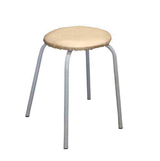 Табурет Эконом круглый серебристый металлик/бежевый