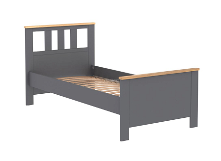 Кровать одинарная САГА  90х200 серая/ясень											