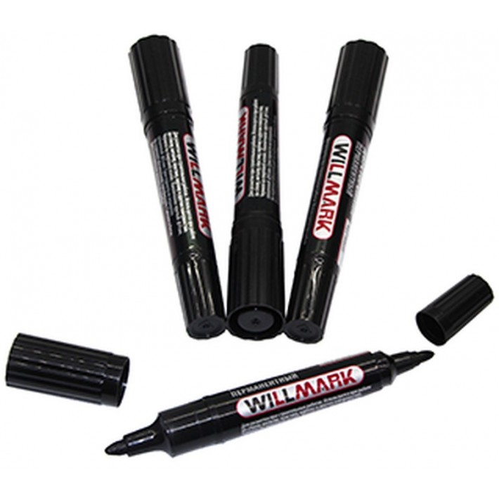 Маркер строительный двусторонний черный WILLMARK (100)