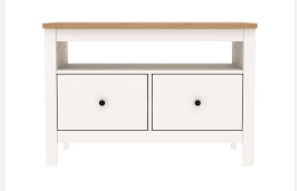 Тумба 2 ящика  САГА белая/ясень RU												