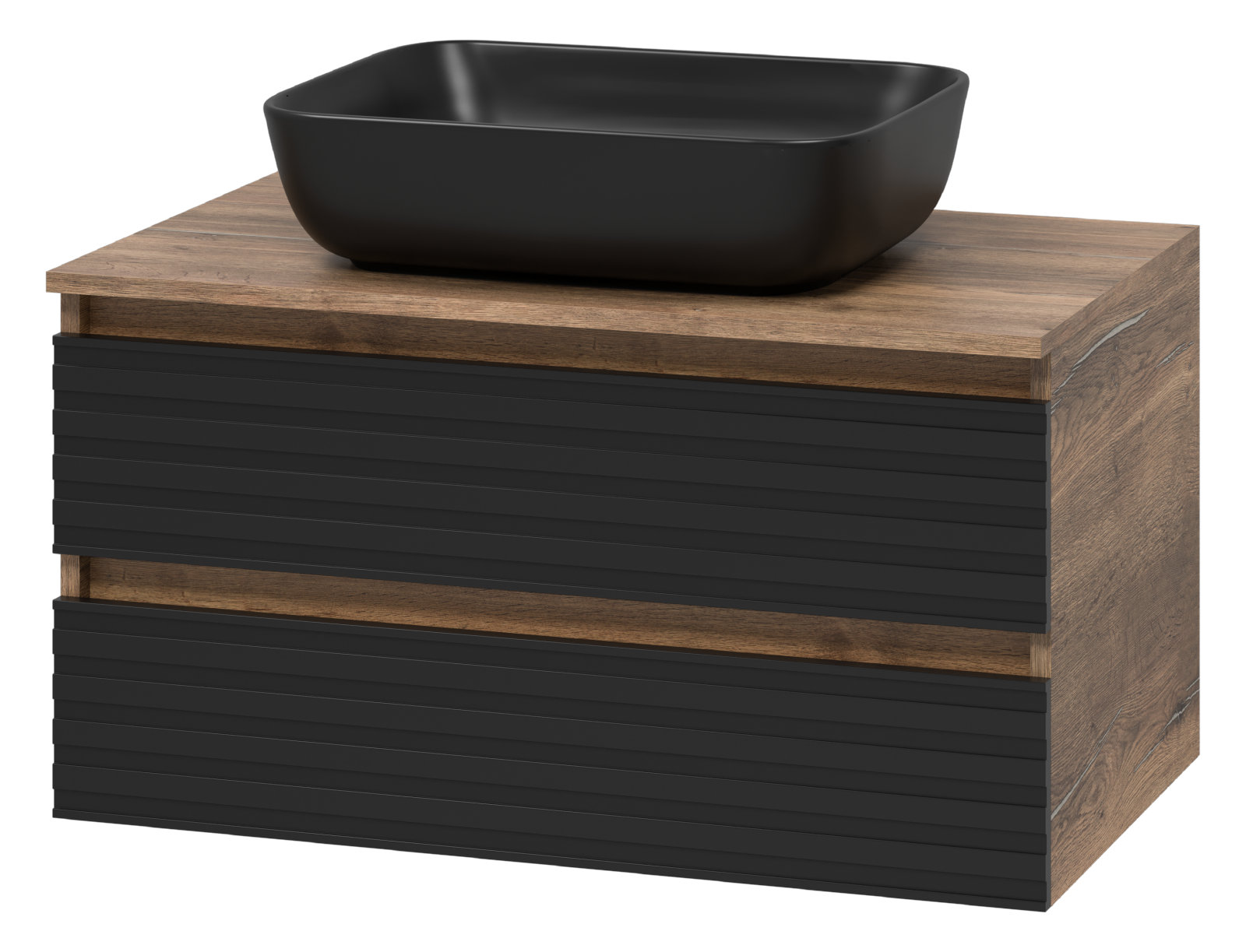 Тумба напольная 2 ящ.DAKOTA - 80 + Умывальник накладной "Nuage" 50см мат. черный