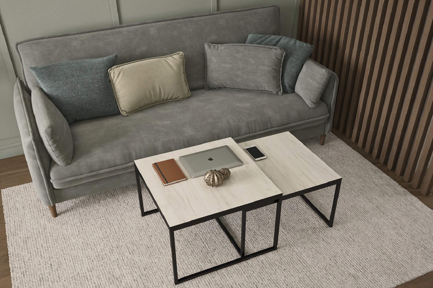 Стол журнальный ТЕТРИС (Столешница - ЛДСП) (МЕТАЛЛ Черный/ЛДСП Дуб Крафт золотой (0001/0053))