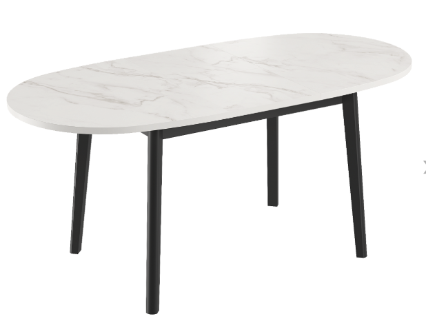 Стол Эклипс 130 мрамор кристалл/чёрный