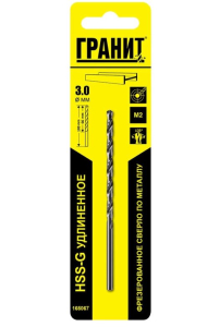 Сверло по металлу HSS-G удлиненное 3,0х100/66 ГРАНИТ