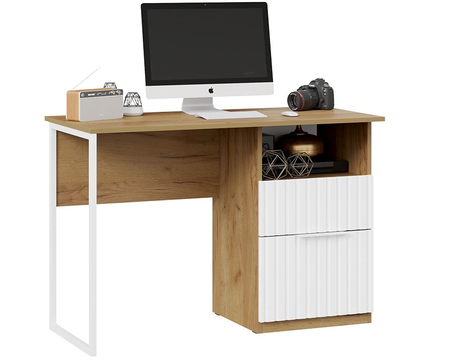 Стол письменный Хилтон Тип 1(Дуб Крафт золотой/белый матовый)