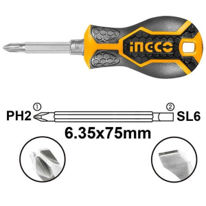 Отвертка двухсторонняя 6,35*75мм INGCO AKISD0202 (30)