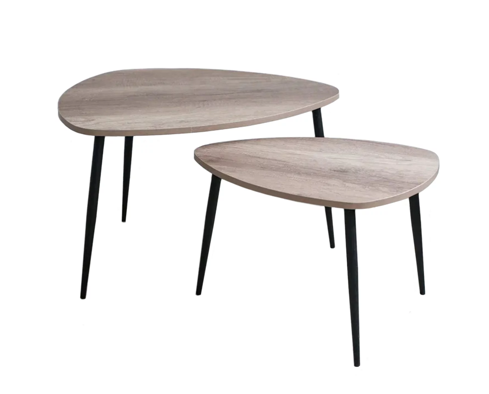 Комплект столов журнальных САВАННА каркас черный/большой стол ЛДСП Каспий темный/малый стол - КОМБИ