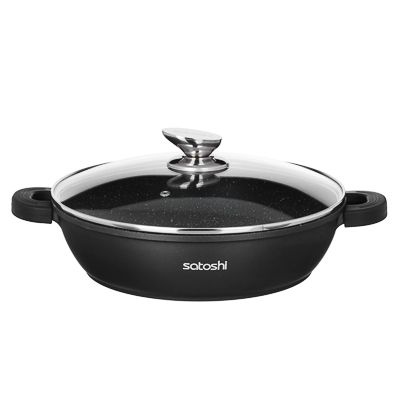 Сотейник с крышкой 5,2л d32х8,2см, а/приг.покр.Мрамор, силик.протекторы ручек SATOSHI Лион