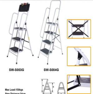 Стремянка "Высота" стальная с поручнями, 3 ступени (1)