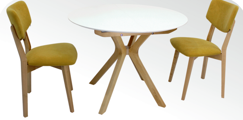 Стол Пекин-1000*1000 (Цвет столешницы Белый, Цвет ножек Натуральный дуб)