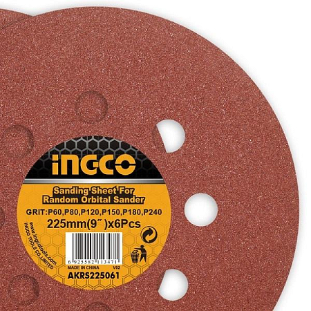 Круг  шлифовальный d 225 мм, (Р60,80,120,150,180,240) INGCO AKRS225061 (для жирафа) (50)