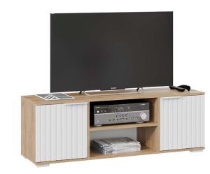 Тумба под ТВ Хилтон (Дуб Крафт золотой/Белый матовый) Исп.2  (ширина 133 см)