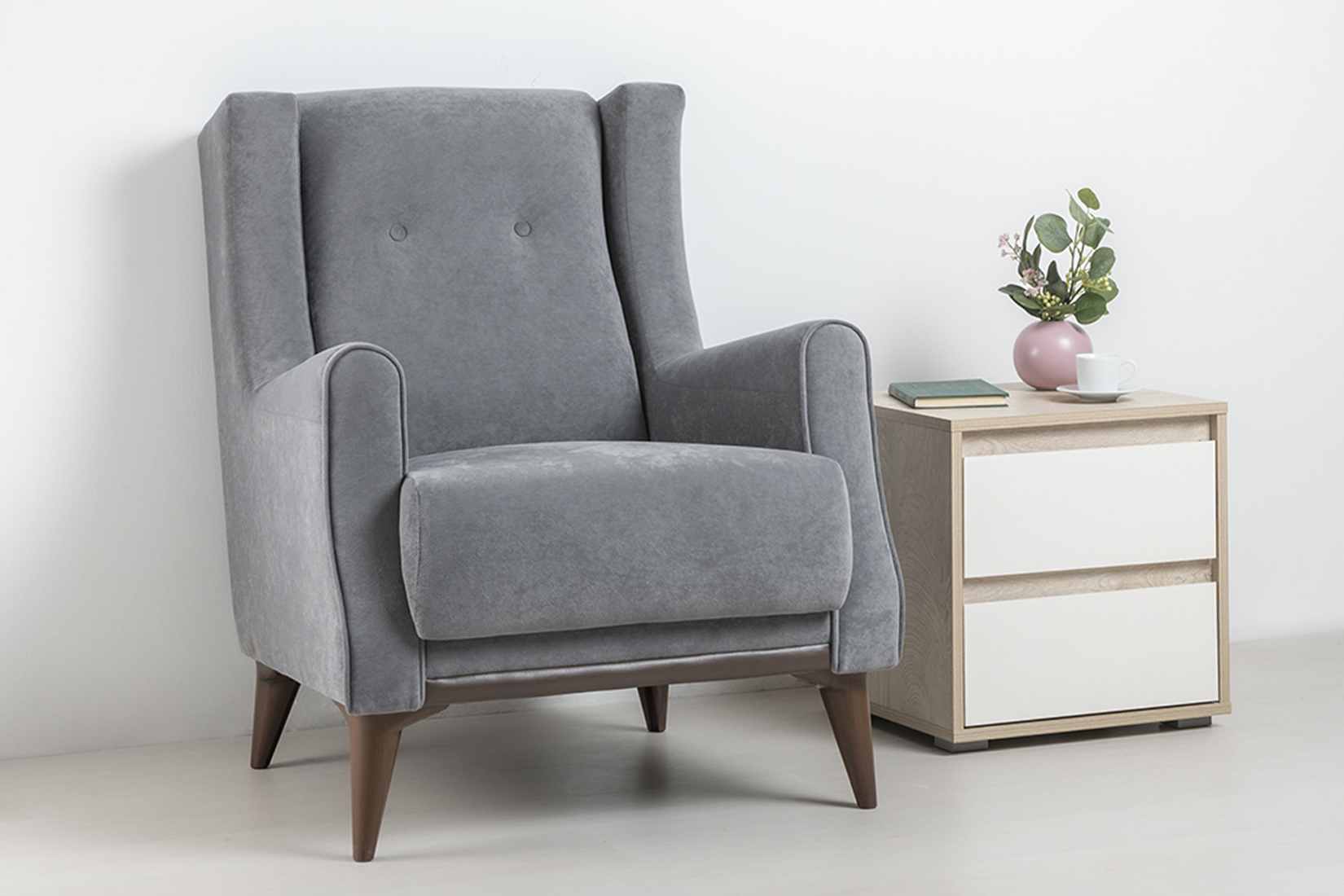 Кресло Плимут  для отдыха Арт. ТК 377 Романс грей, Марвел шоколад к/з`