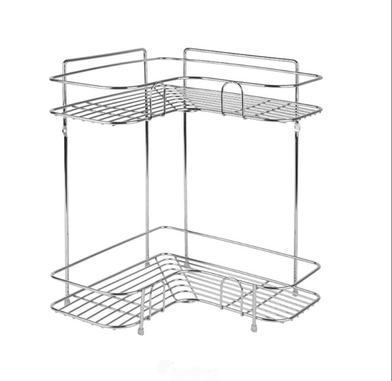 Полка настенная Delphinium 2-ярусная угловая "АЕ-483", хром															