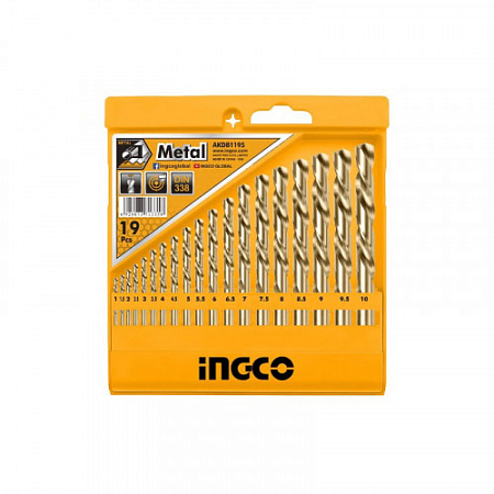 Набор сверел по металлу 19 шт. (1-10) INGCO AKDB1195 (30)