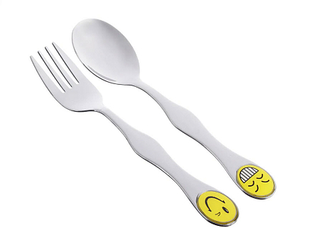 Набор столовых приборов детский 2 пр. "Смайлики", нерж.сталь, 12 дизайнов