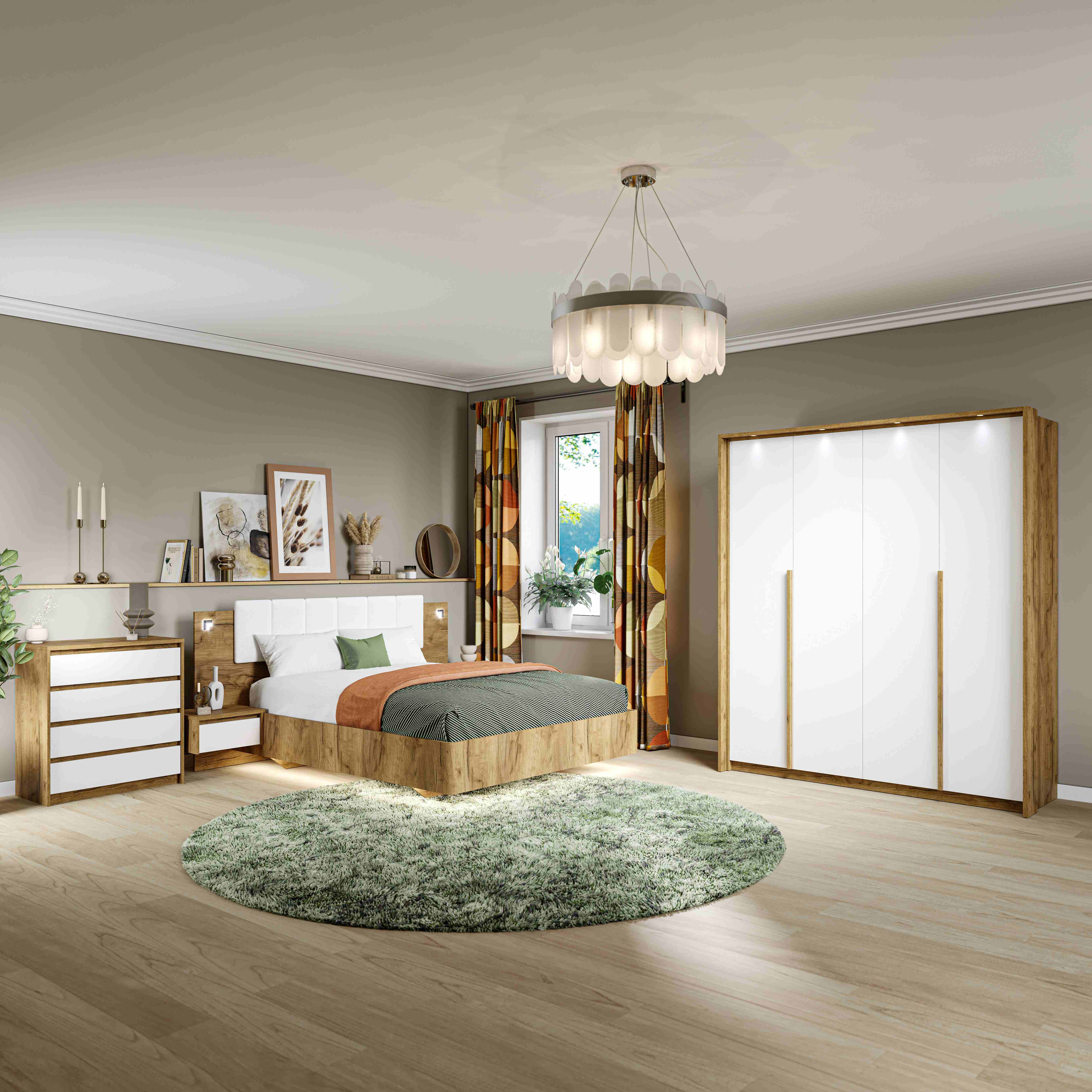 Тумба прикроватная Спальня Мишель 1ящ (Дуб крафт золотой/Белый жемчуг)