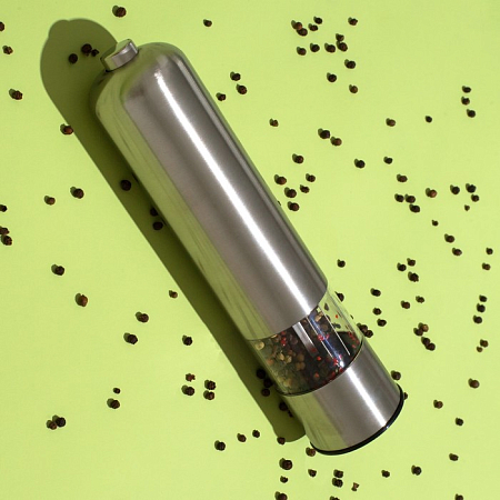 Мельница электрическая Luazon LET-002, металл, от батареек, серебристая 3652863