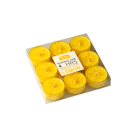 Набор свечей-таблеток (9шт) Лимон 10х10х2,5см "Tealight"