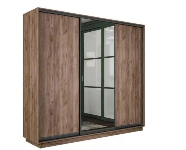 Шкаф-купе 3двер. Румер-2 (Дуб крафт табачный/зеркало)