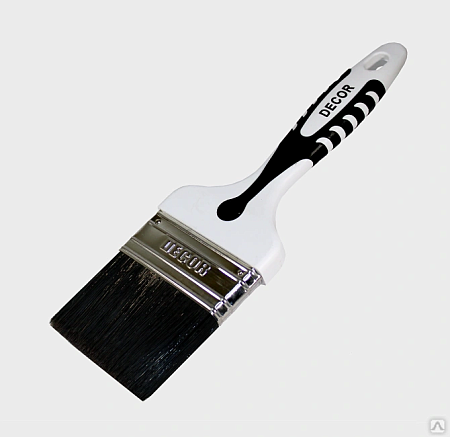 Кисть плоская "Black White для грунта" 25х15мм, черная щетина, 2К ручка (12шт)