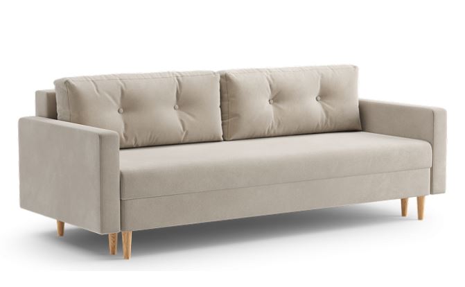 Диван-кровать АФФИ тк. Бежевый (Ultra sand) опоры светлые	