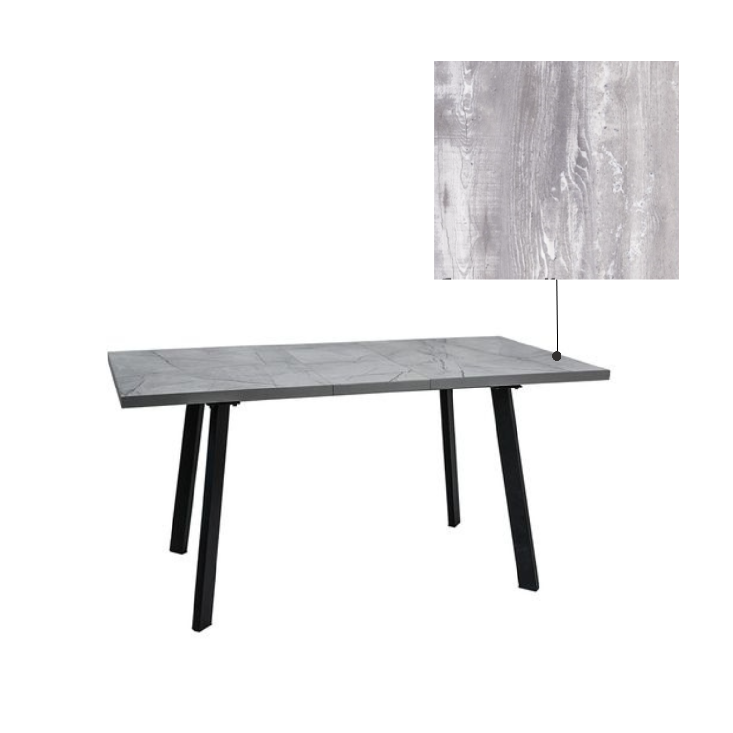 Стол РИНО МАКС раздвижной 1400/1800*800*750 ЛДСП Оникс Белый тёмный, ноги металл ЧЕРНЫЙ