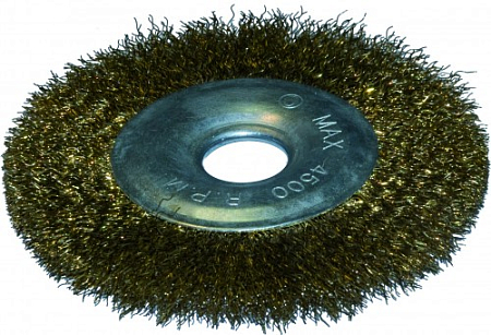 Щетка-крацовка "888"плоская с посадочным отверстием,кручен.стал.пров.150/25мм (20)