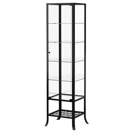 Шкаф-витрина КЛИНГСБУ, черный, прозрачное стекло 45*180см