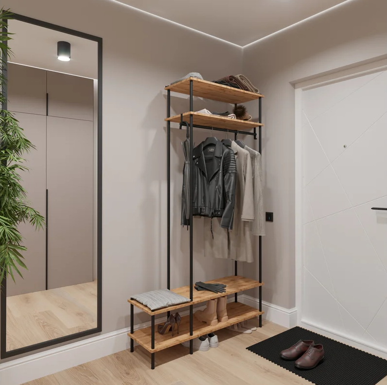 Прихожая 44 "НеШкаф" (системы открытого хранения) (Черный)