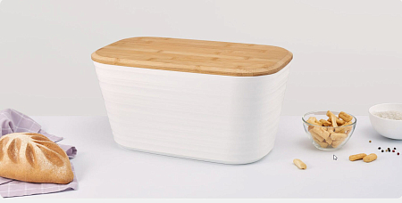 Хлебница Prime 395*225*205мм бамб/кр Молочно-белый (6)