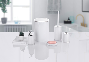 Стакан для зуб. щеток "Style", акрил белый/бежевый