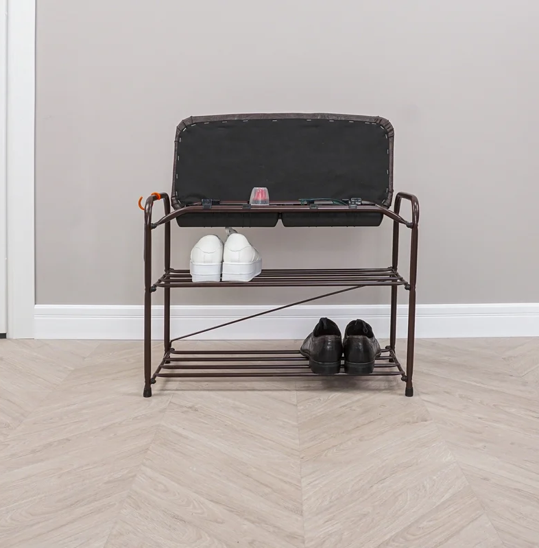 Подставка для обуви "Альфа 23" с сиденьем и ящиком (Коричневый)