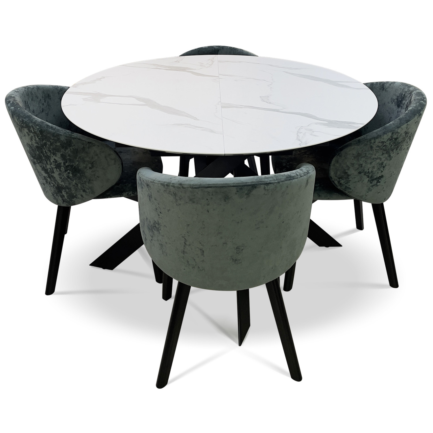 Стол Тиволи мрамор статуарио/чёрный