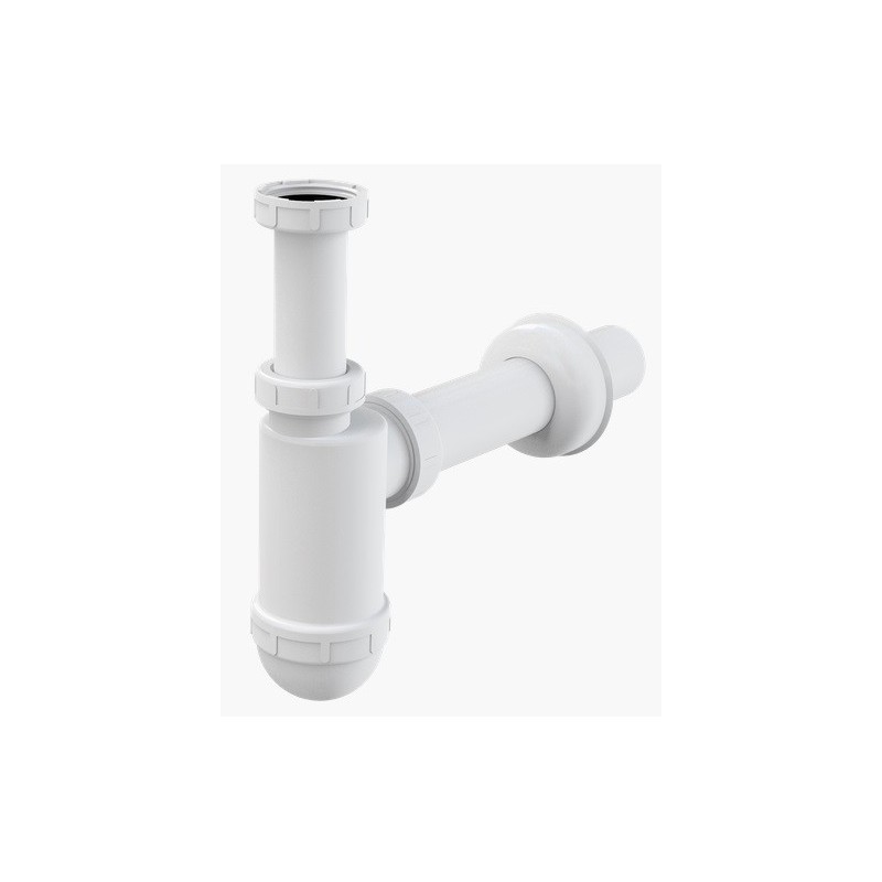Сифон бутылочный для умывальника без выпуска, с отводом и декор розеткой ALCAPLAST (25)