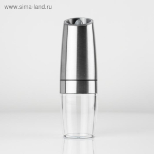 Мельница электрическая Luazon LET-004, гравитационная, металл, от батареек, серебристая 5163435