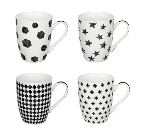 Кружка 350мл, фарфор, "Горох", 4 дизайна ***