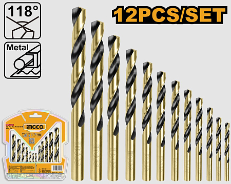 Набор сверел по металлу 12 шт. (2-8) INGCO AKDB1125 (30)