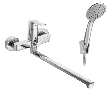 Смеситель для ванны-душа Santek Найра длинный излив, с аксессуарами, хром (8)