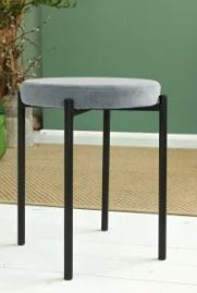 Табурет CINDY черный/Конфетти Сильвер (сиденье ПРЕМИУМ Макси)