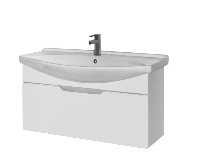 Тумба Laguna 105 подвесная белый лак(1ящ) + Ум. Лагуна 105/ум.Стиль105 (1)