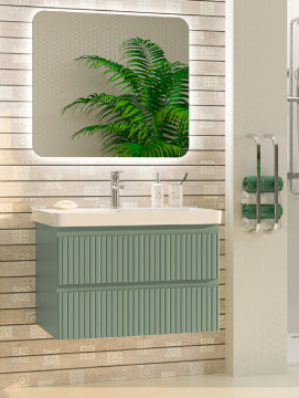 Тумба подвесная VICTORY - 80 с 2 ящ. зеленый + ум. Дрея Luxury -80