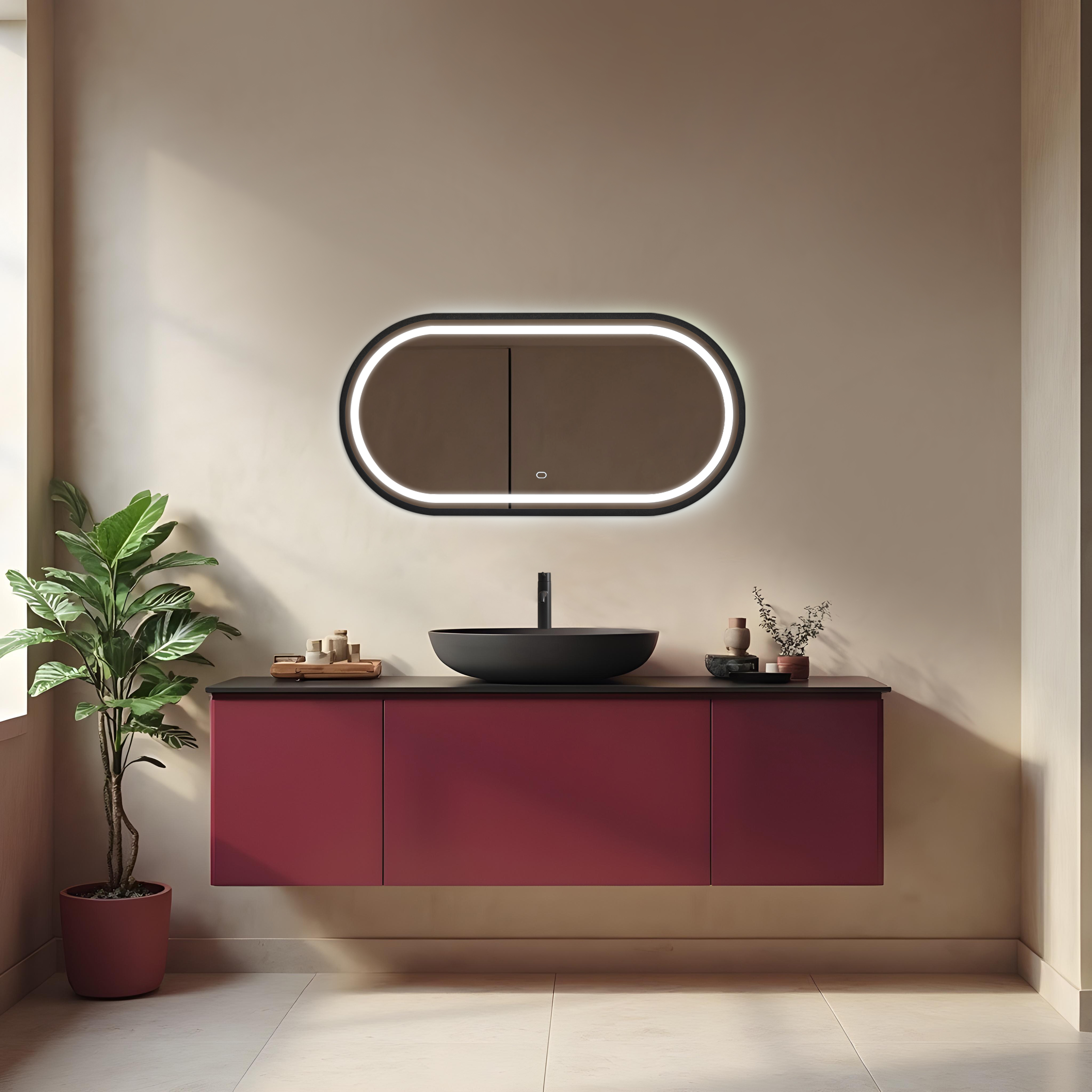 Виола-лофт 500х1000 (Сенсорный выключатель, рама пластик, гор-вер)  зеркало