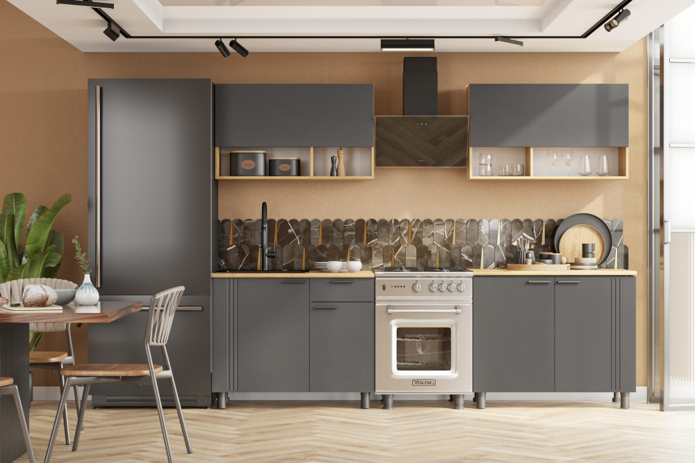 Кухонный гарнитур Монако (2м) (Дуб золотой Графит Дуб вотан) 4