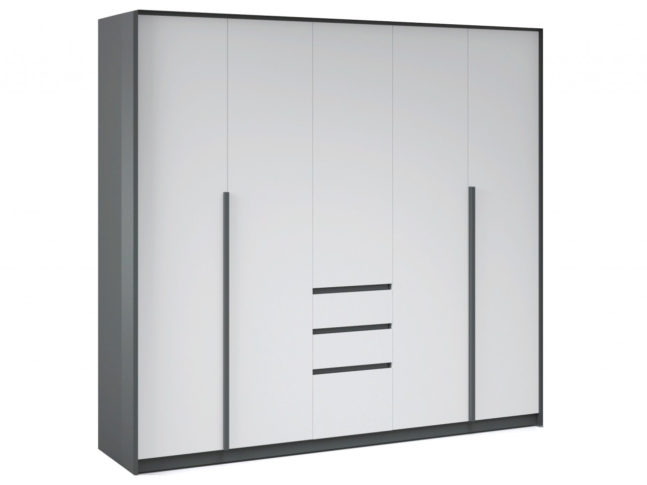 Шкаф 5-ти дверный Спальня Мишель (Антрацит/Белый жемчуг)