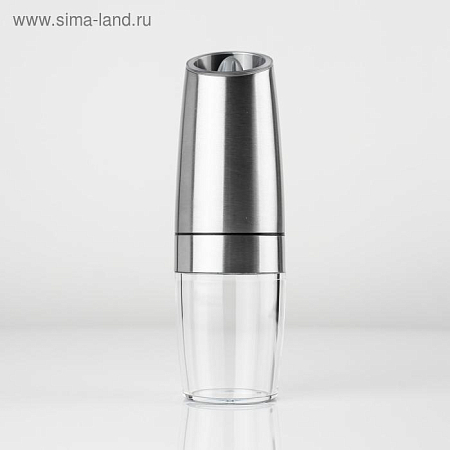 Мельница электрическая Luazon LET-004, гравитационная, металл, от батареек, серебристая 5163435