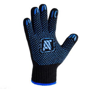 Перчатки трикотажные Зима Двойные с ПВХ, черные, р.10 100гр./(150)