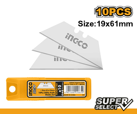 Лезвия для ножей трапеция 19*61 мм INGCO HUKB61001 (10/200)